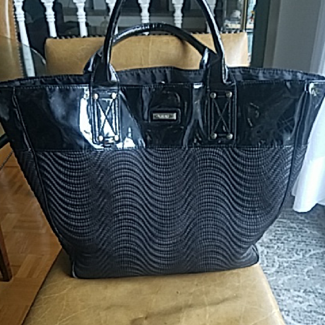 Large Versace Tote Quilted & Faux Patent Leather Shopping Travel Bag